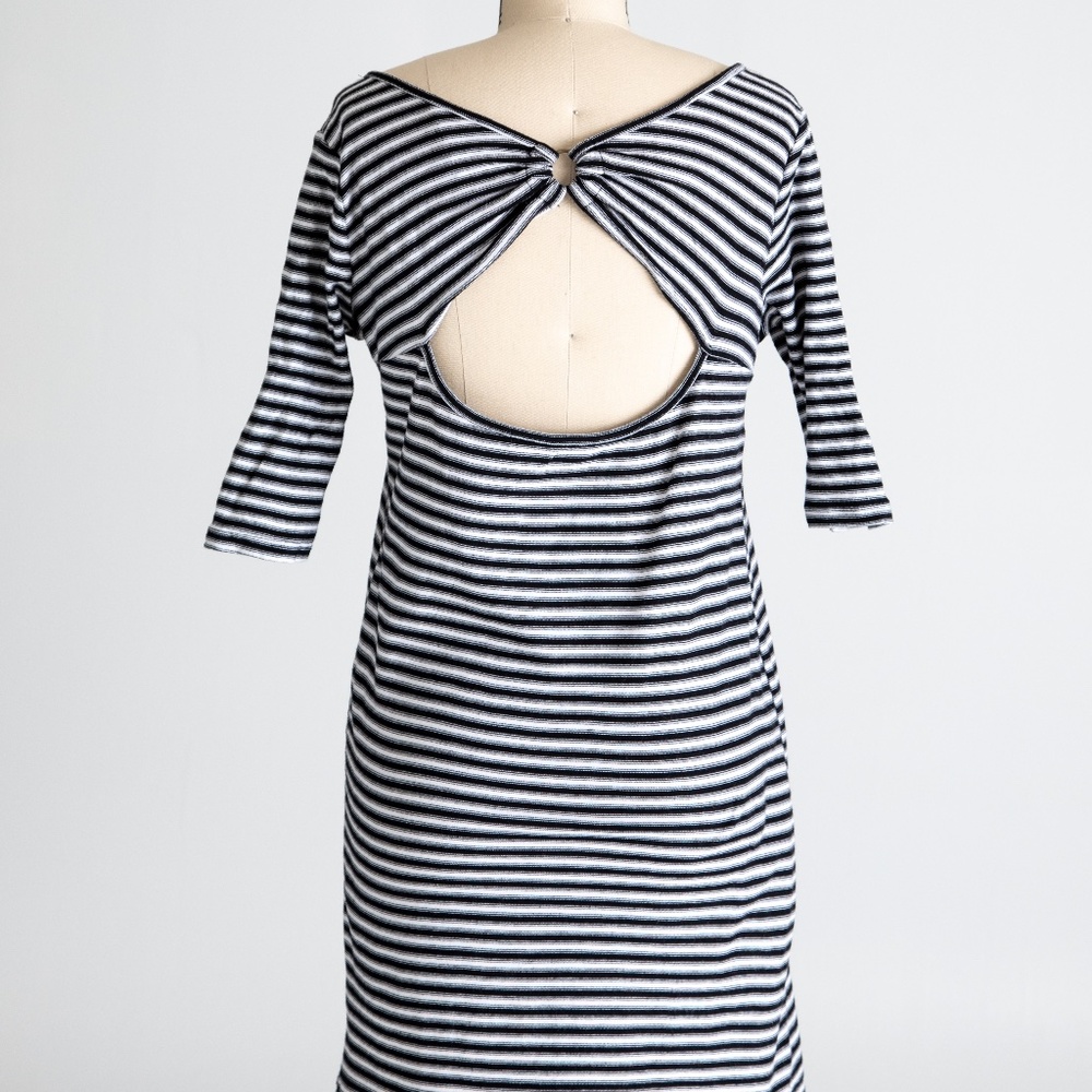 We the Free | Free People Striped Dress w/ Quarter Sleeves & Keyhole Back Detail